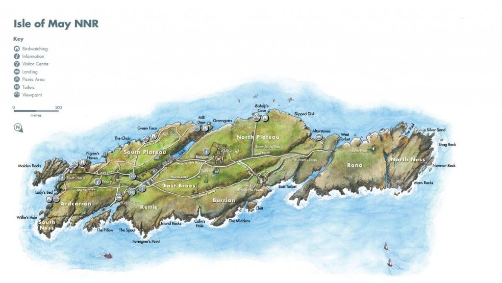 Mapa de la Isla de May en Escocia