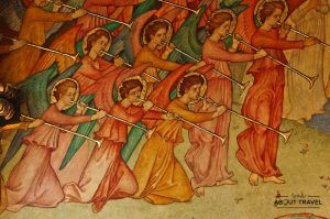 murales de phoebe anna traquair en la iglesia de mansfield traquair en edimburgo