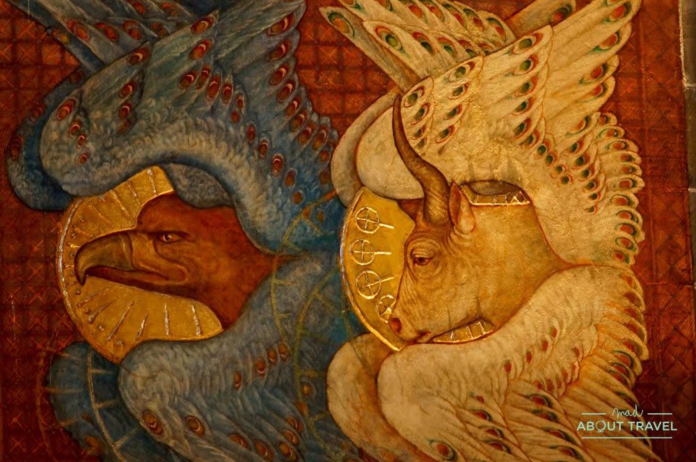 murales de phoebe anna traquair en la iglesia de mansfield traquair en edimburgo