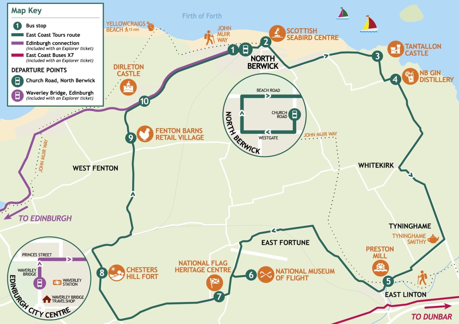 mapa bus hop on hop off east coast buses