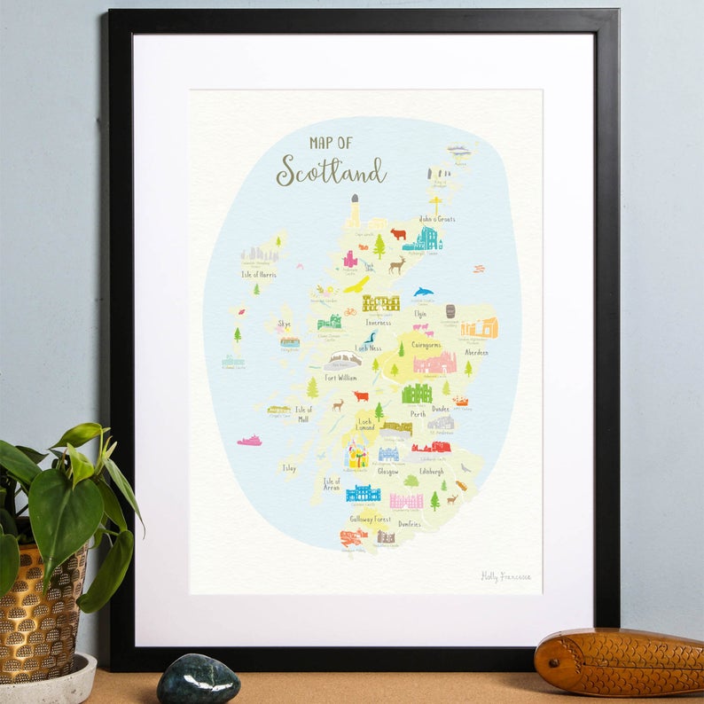 Mapa ilustrado de Escocia de Holly Francesca