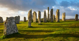 circulo de piedras de callanish en la isla de Lewis y Harris al atardecer
